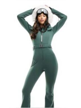 ASOS Forest Green Fitted Ski Jumpsuit